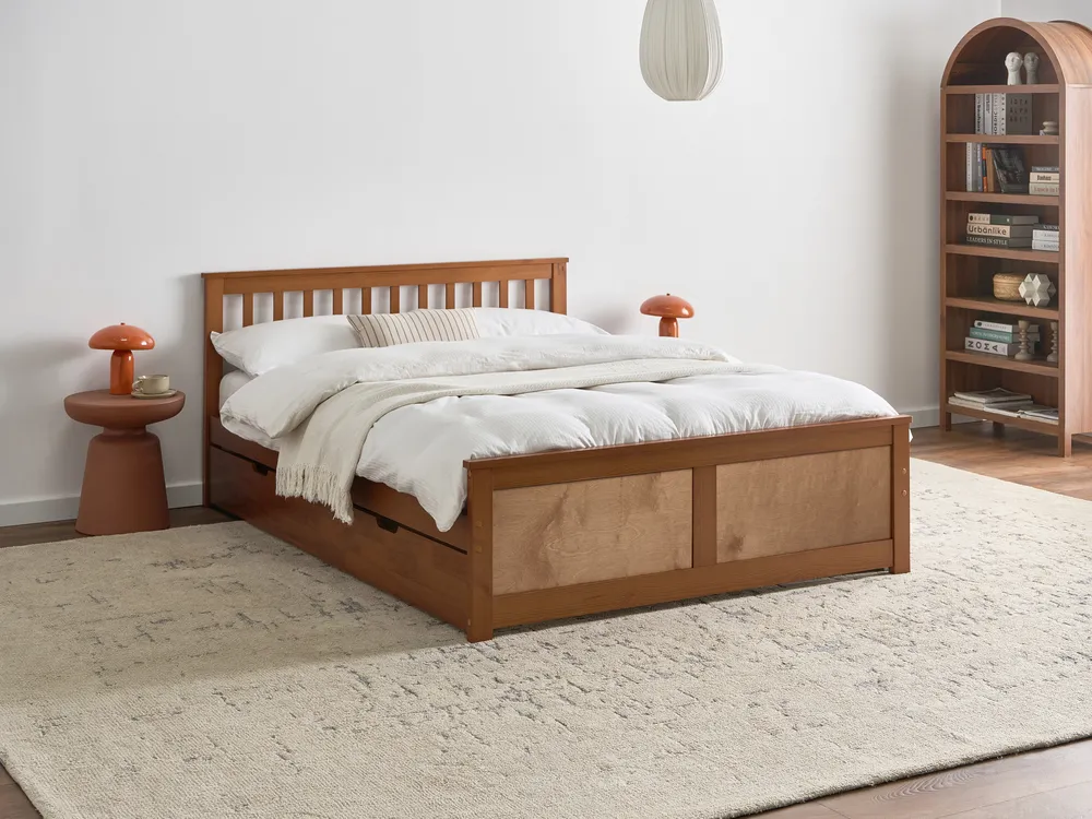 Bed with 4 Drawers OLENDON Pine Wood Brown 140 x 200 cm (EU Double)_1068489