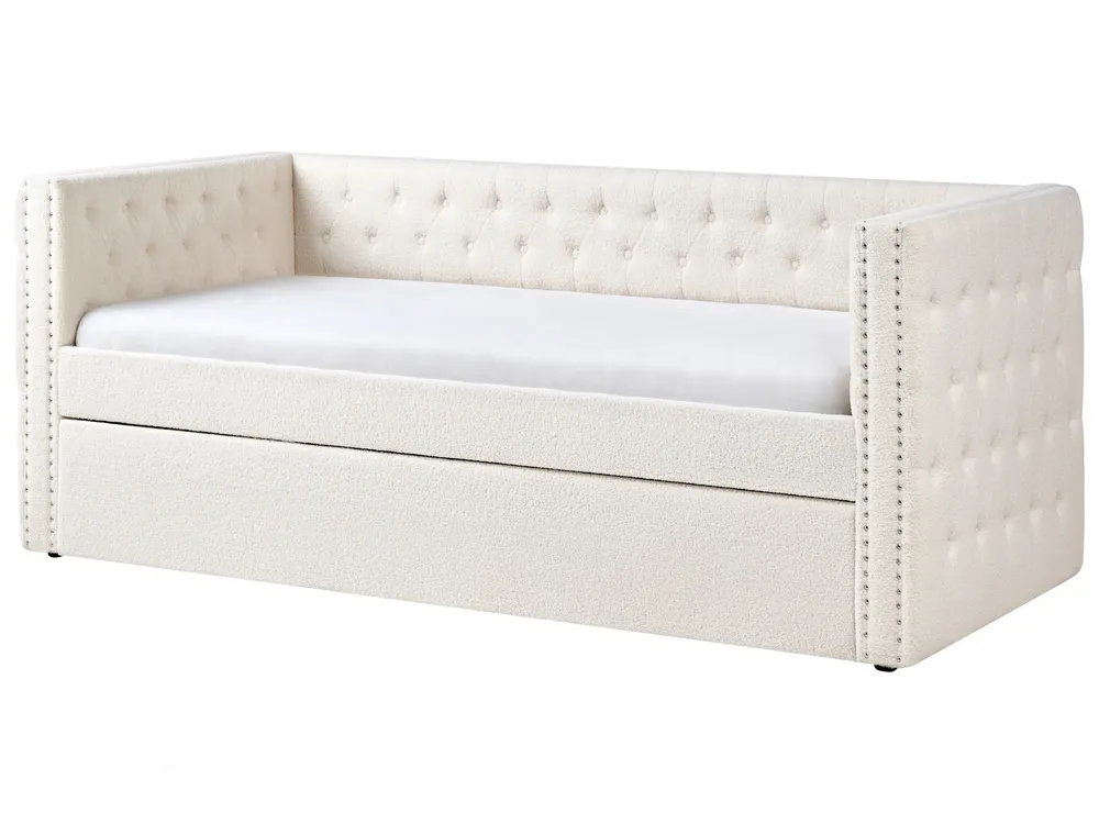 Trundle Bed Boucle GASSIN 90 x 200 cm (EU Single) Off-White_951564