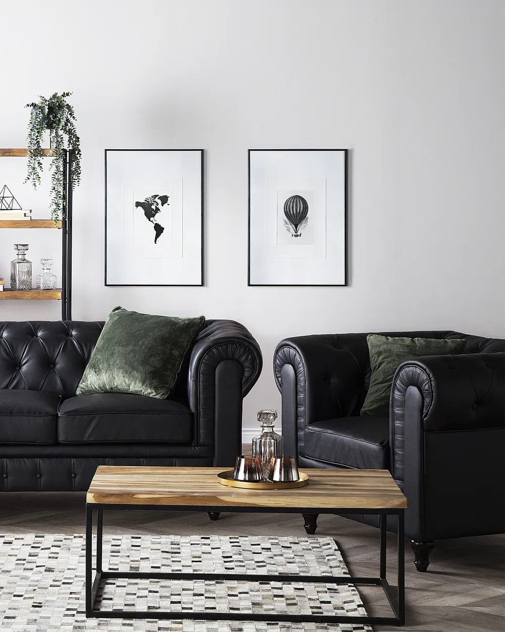 Poltrona CHESTERFIELD Pelle sintetica Nero - Main Image