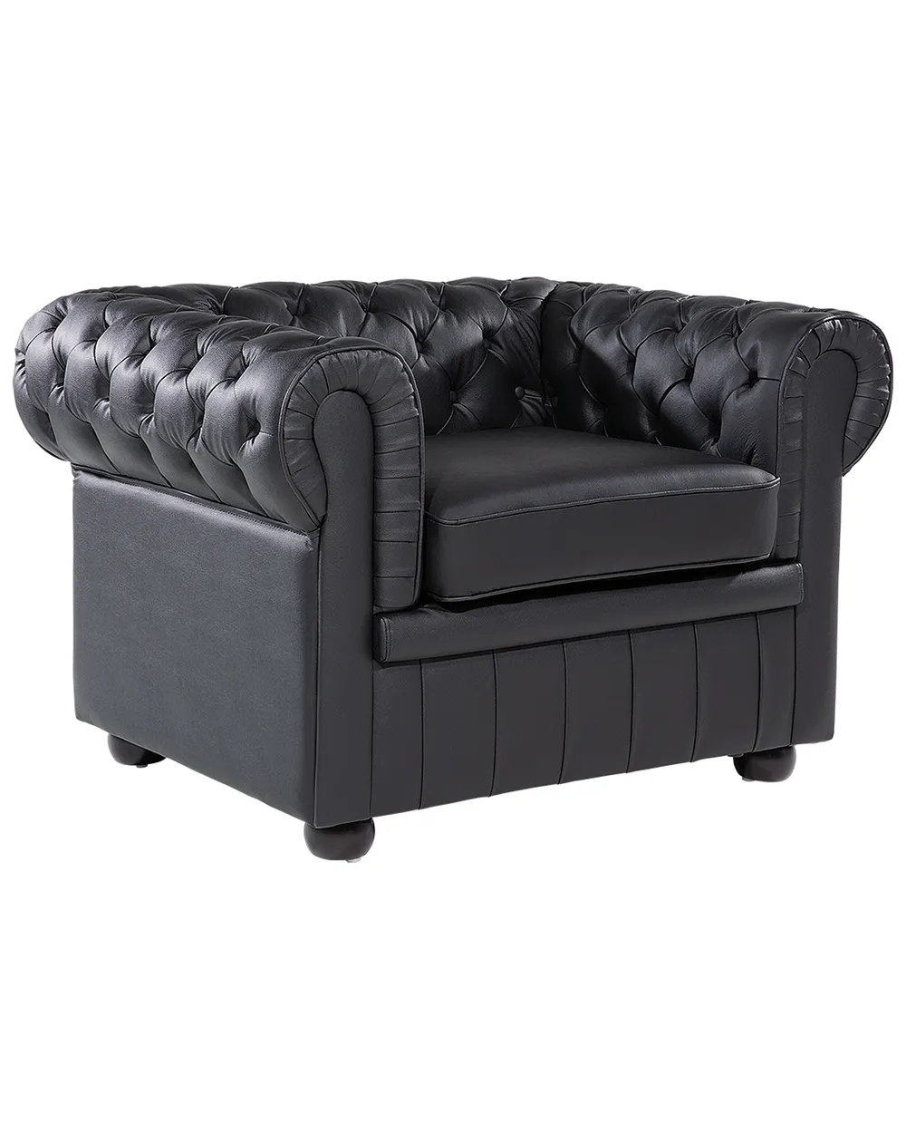 Fotel CHESTERFIELD Skóra naturalna Czarny