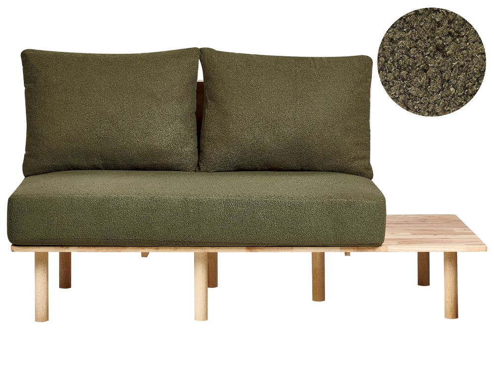 Canapé 2 places SALO avec tables Bouclé Vert foncé