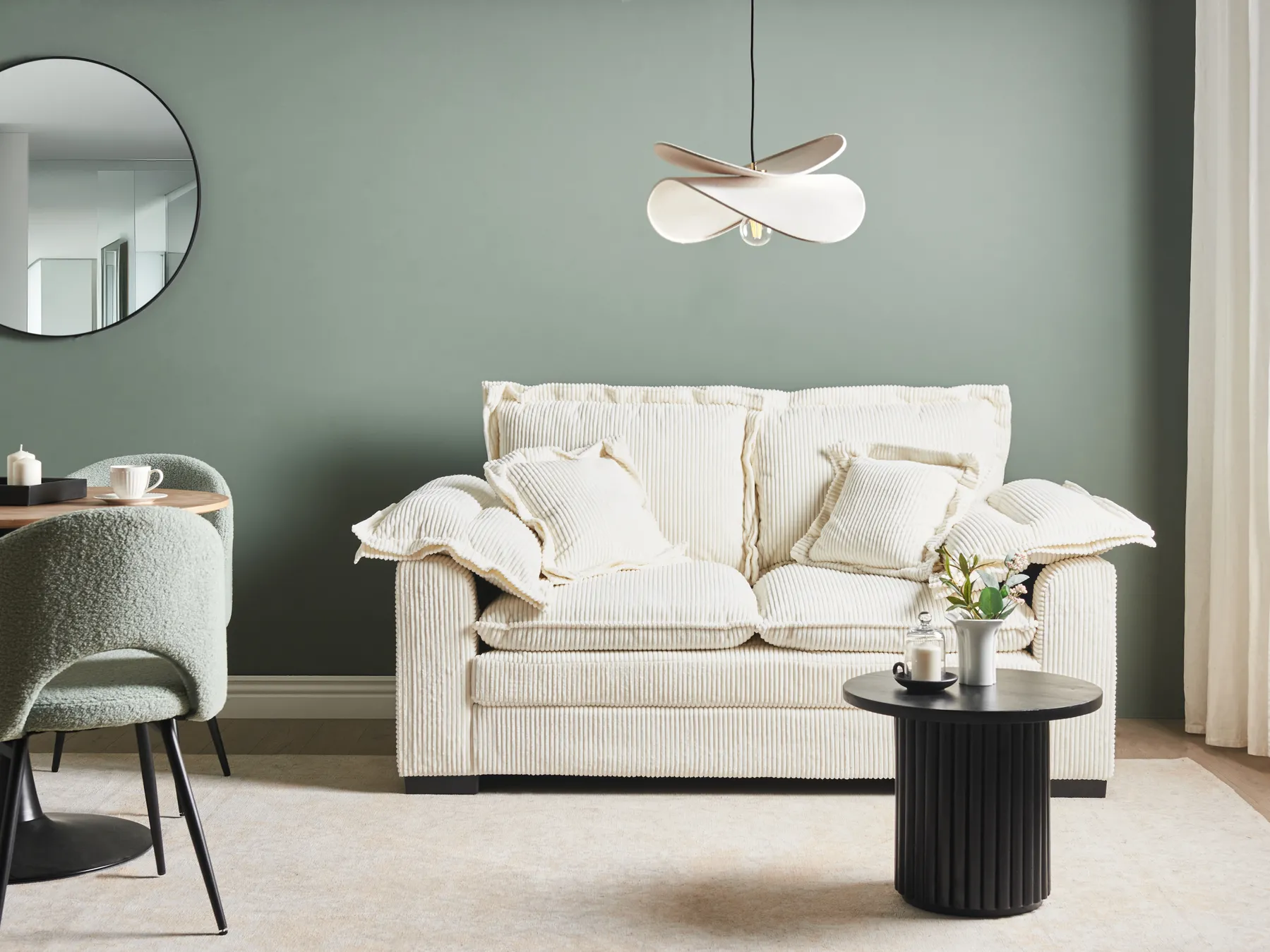 Sofa 2 Seater TIRRO Corduroy White_971157