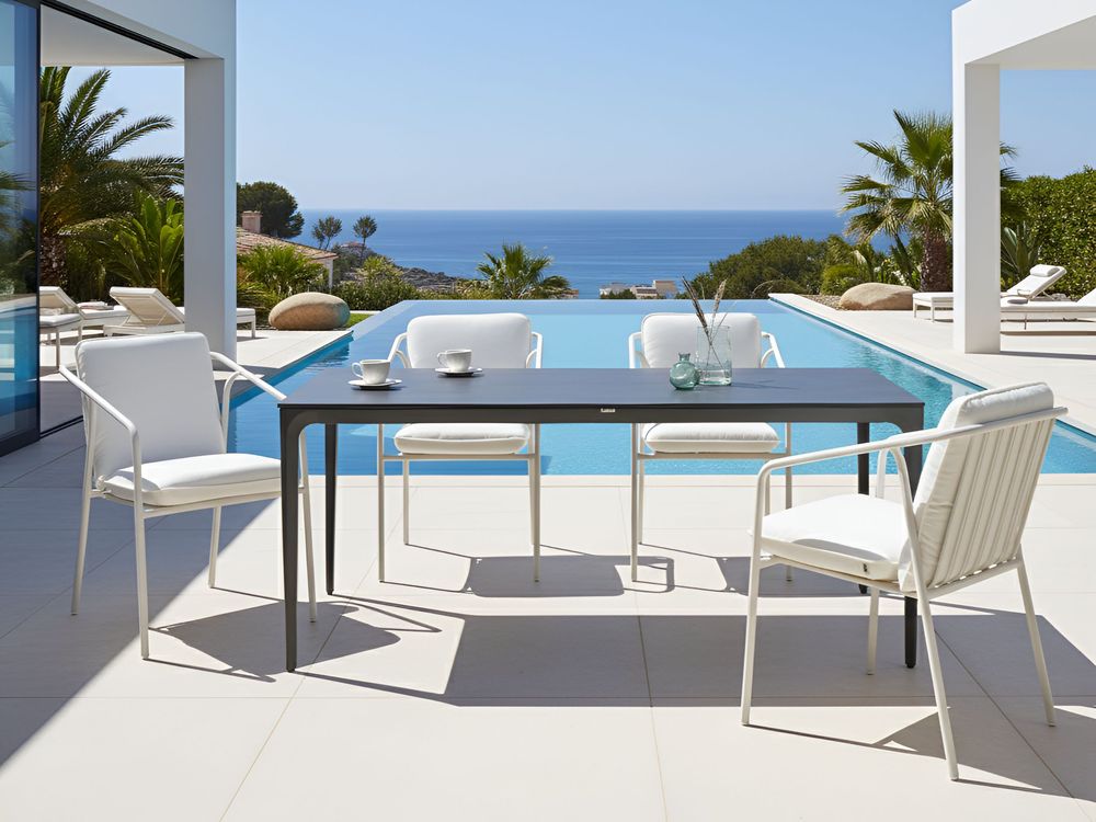 Tavolo da pranzo da giardino SOVARETO 180 cm 90 cm Effetto pietra Grigio scuro