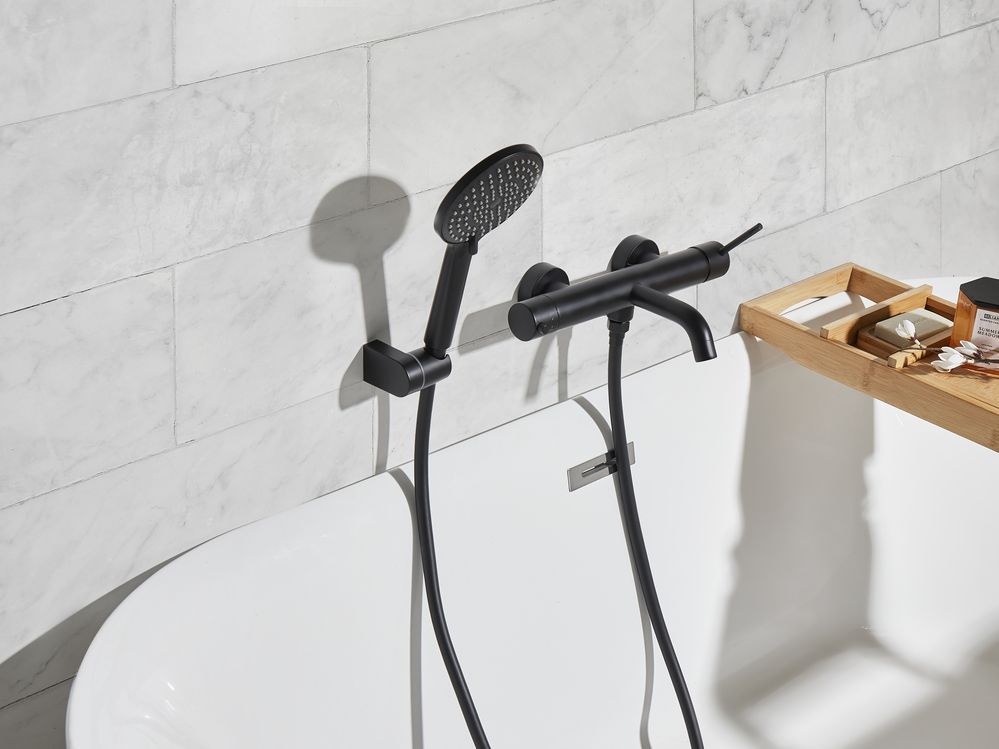 Wall Mounted Bath Shower Mixer Tap MELIQUINA Black