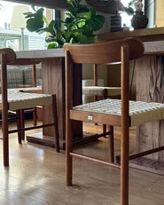 Set of 2 Dining Chairs EAGAN Wood Brown/ Beige_1113393