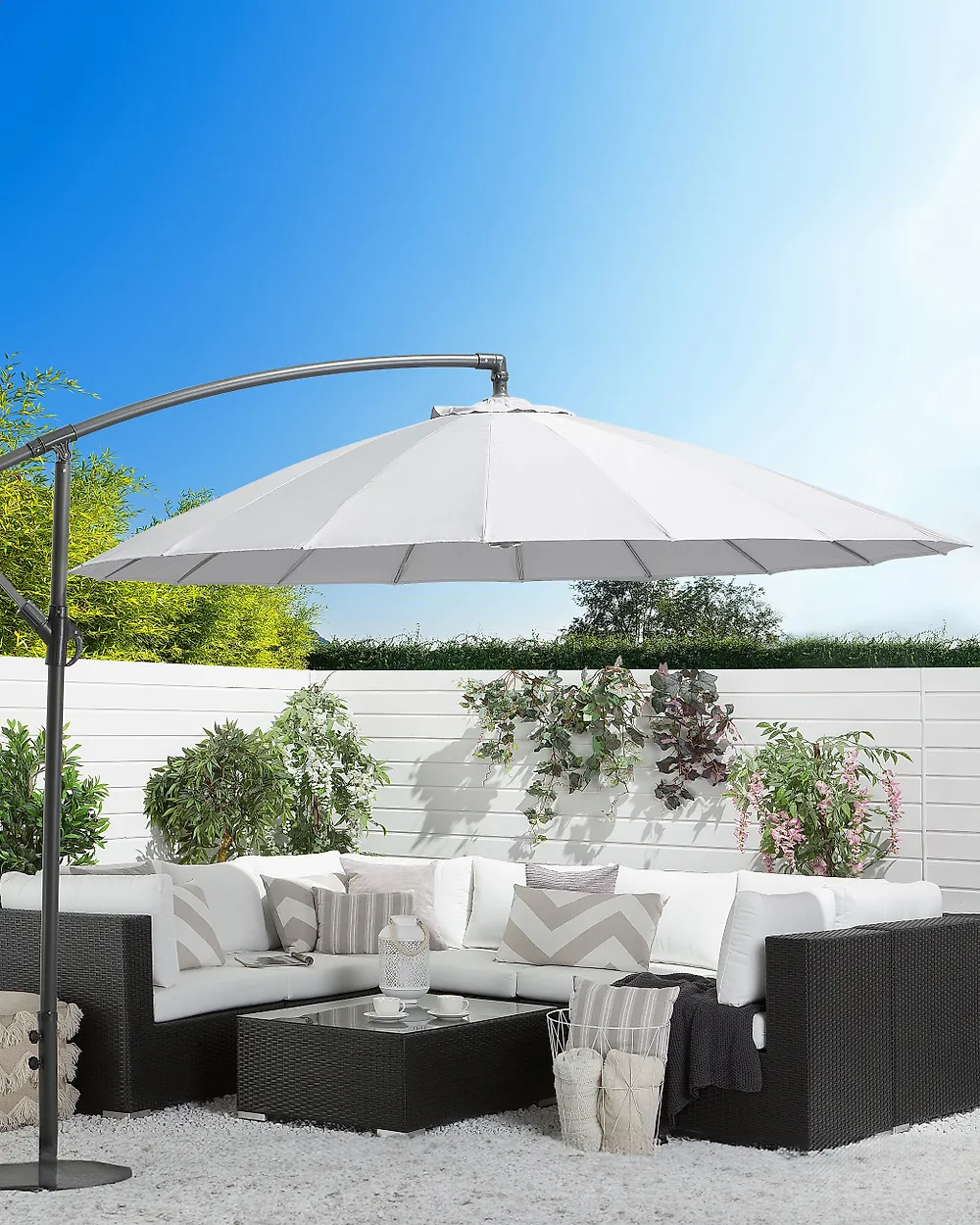 Cantilever Parasol 268 cm CALABRIA II Light Grey_1177378