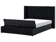 Bed with Storage Bench NOYERS Velvet Black 180 x 200 cm (EU Super King)_834574