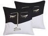 Lot de 2 coussins décoratifs motif visage 45 x 45 cm noir / blanc ABELIA_801600