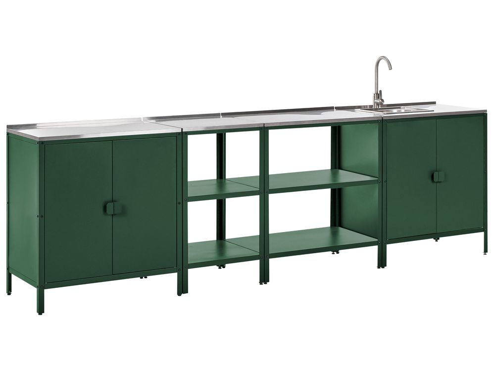 4 Piece Outdoor Kitchen Set with Sink VILAMA Green Metal