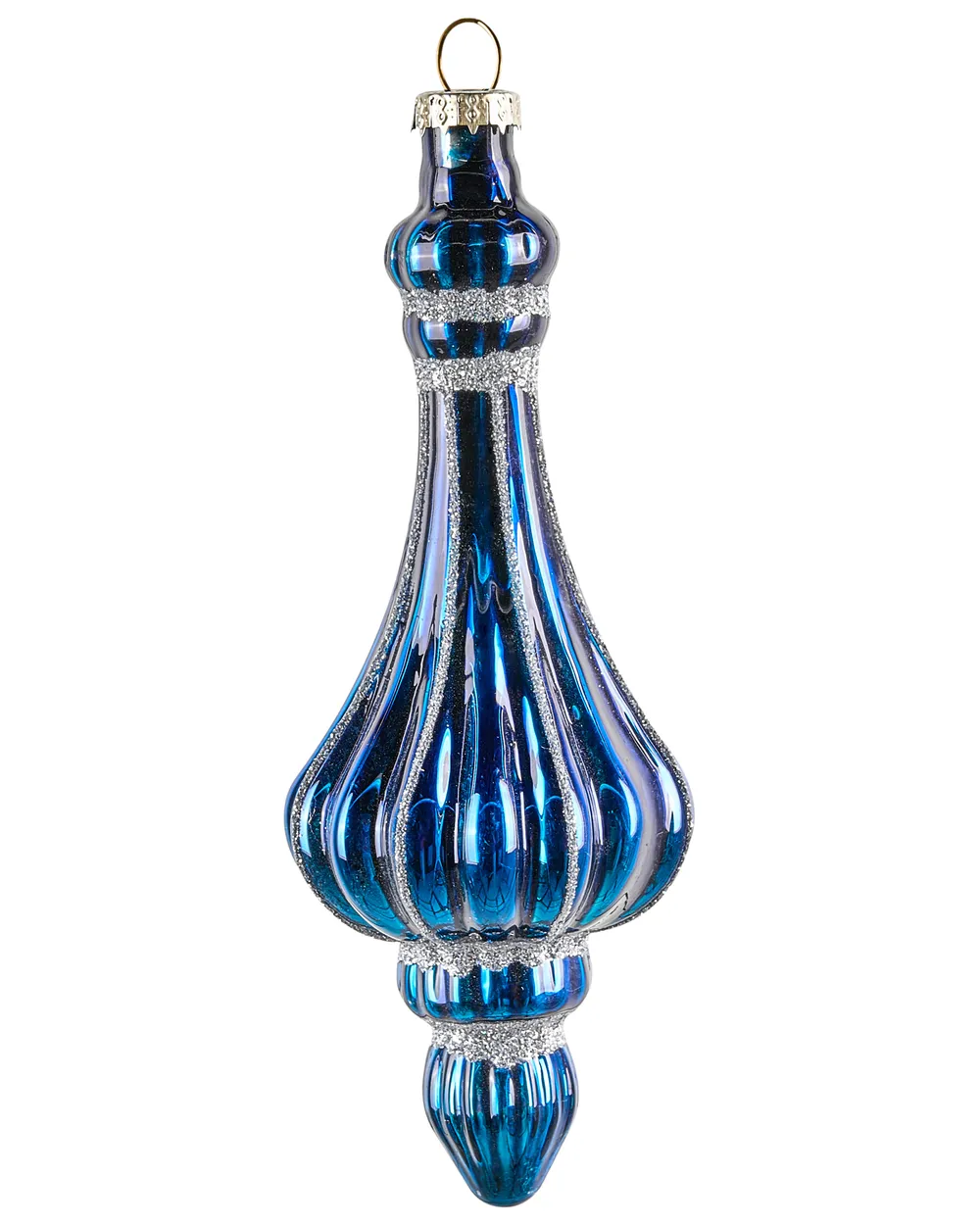 Set of 35 Baubles ICEDROP Glass Blue/ Gold_1028548