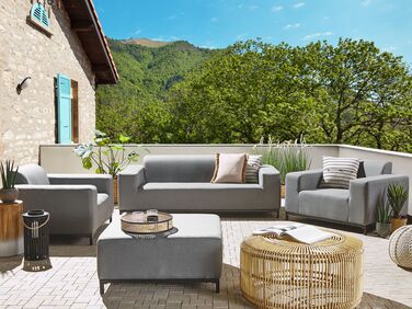 5 Seater Garden Sofa Set Grey with Black ROVIGO