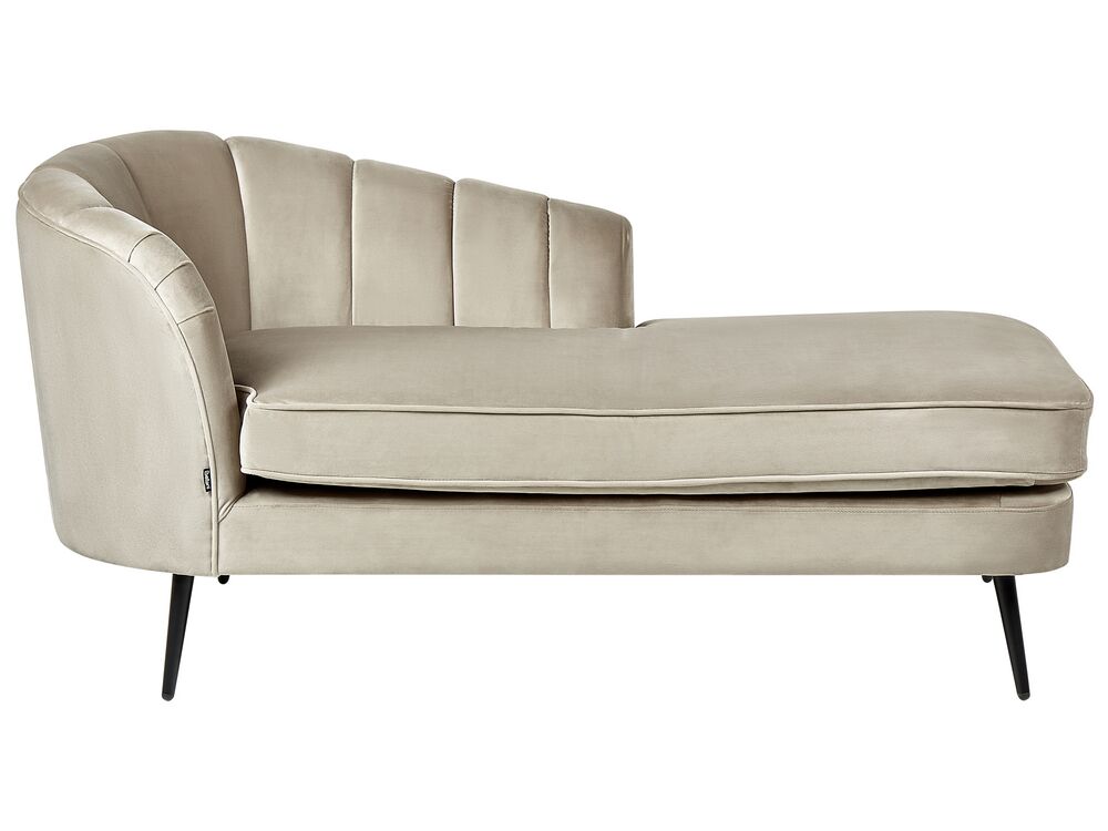 Left-Hand Chaise Longue ALLIER Velvet Beige