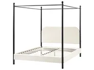 Four Poster Bed Boucle DANNEMOIS 140 x 200 cm (EU Double) Off-White_960922