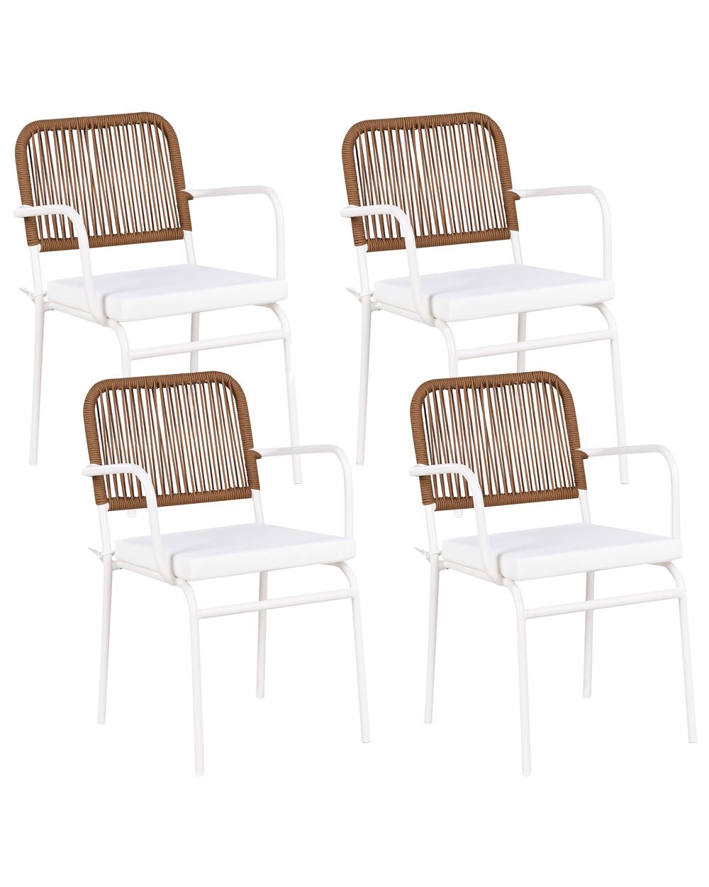 Set of 4 Garden Chairs with Cushions TACENO Metal White