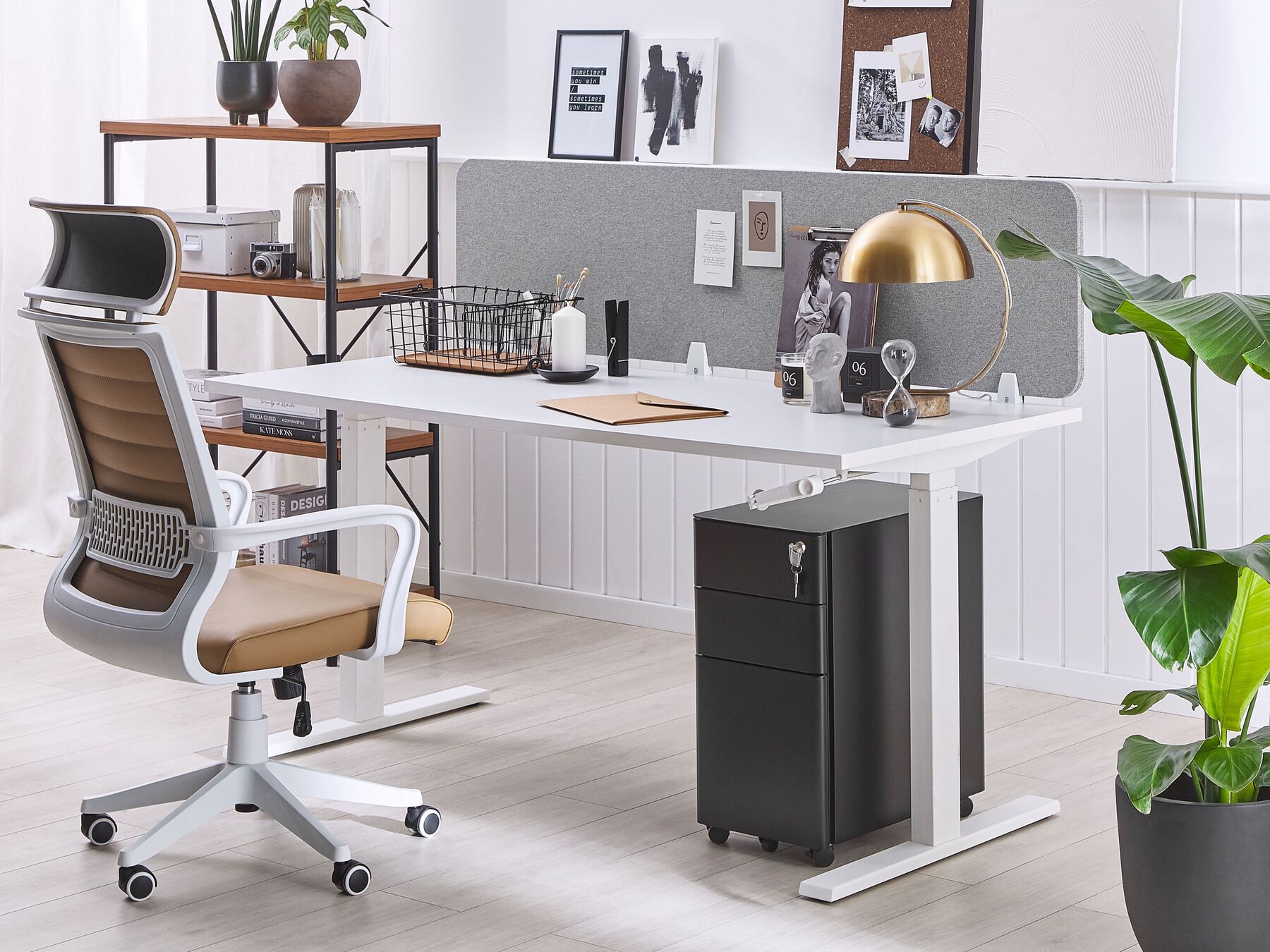 Desk Screen 180 x 40 cm Light Grey WALLY_800756