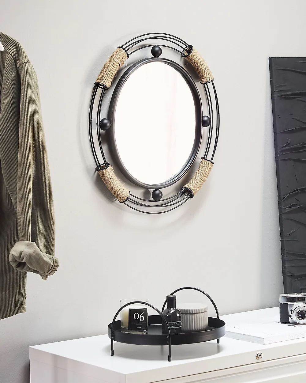 Wall Mirror MOULINS 50 cm 55 cm Metal Black_1179670