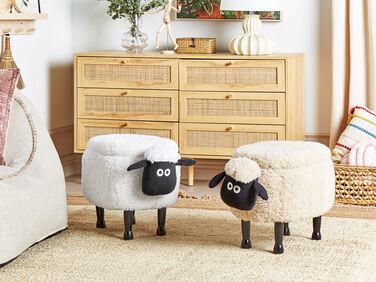 Fabric Storage Animal Stool White SHEEP