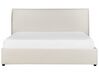 Buklé postel s úložným prostorem 160 x 200 cm krémově bílá LAVAUR_913348