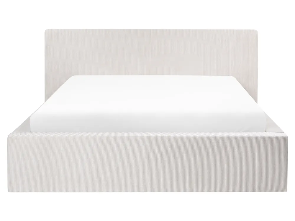 Letto contenitore LILLEBONNE Velluto a coste Beige chiaro 160 x 200 cm_1064320