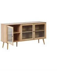 Glass Display Sideboard ALBANY 150 cm Light Brown_963469