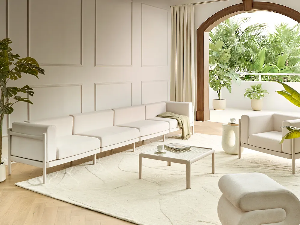 Garden Sofa 4 Seater FERRETTI Light Beige_1028788