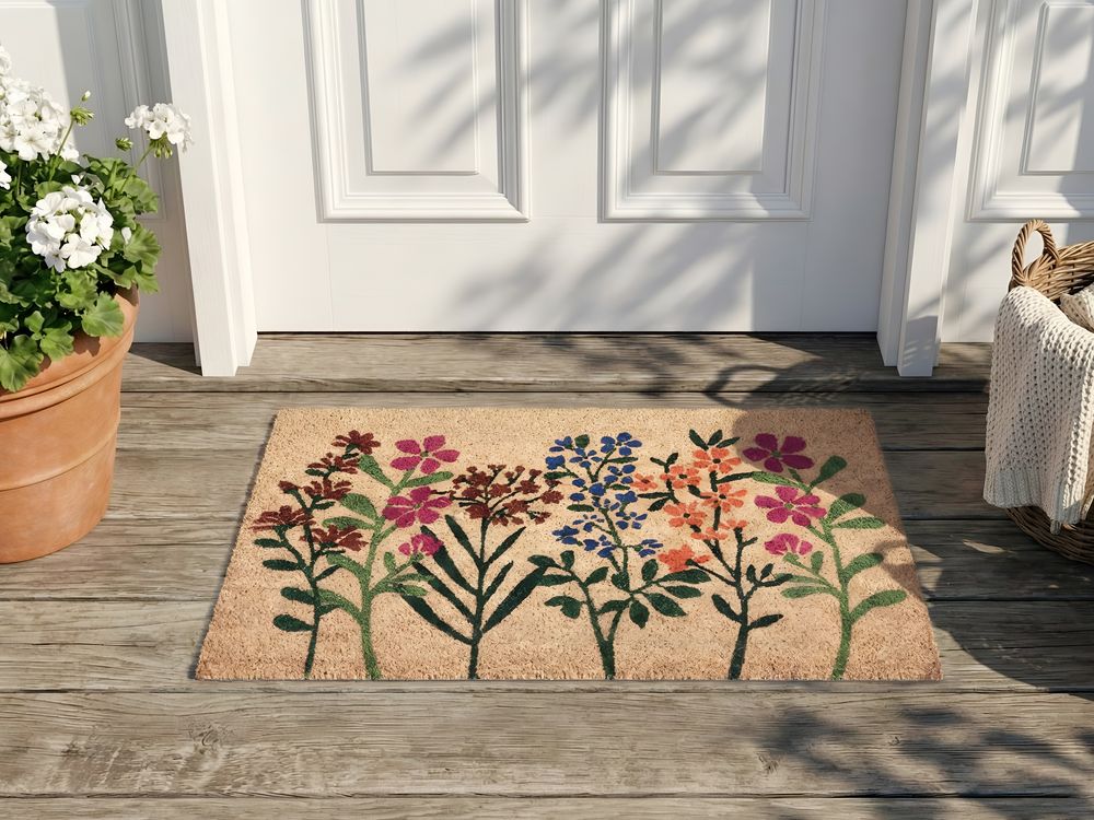 Lábtörlő TEKKONA Természetes 45 x 75 cm Virág Kókuszrost