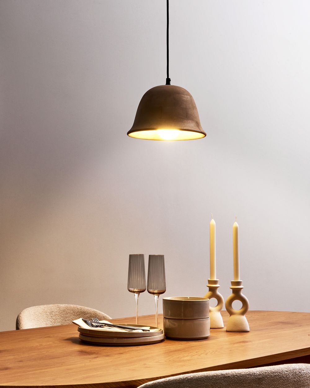Lampe suspension GOIKA Bois de manguier Marron clair