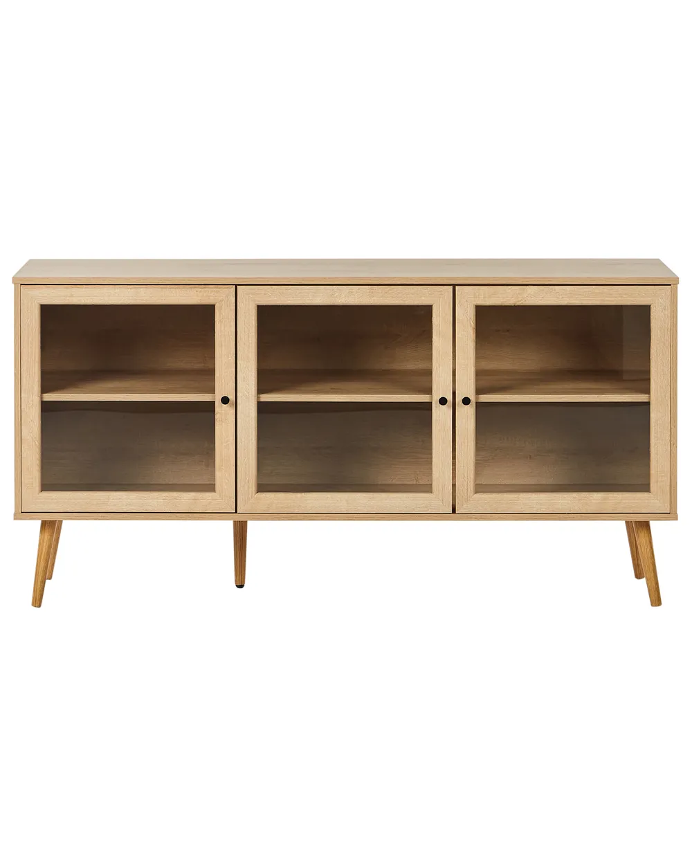 Glass Display Sideboard ALBANY 150 cm Light Brown_963471