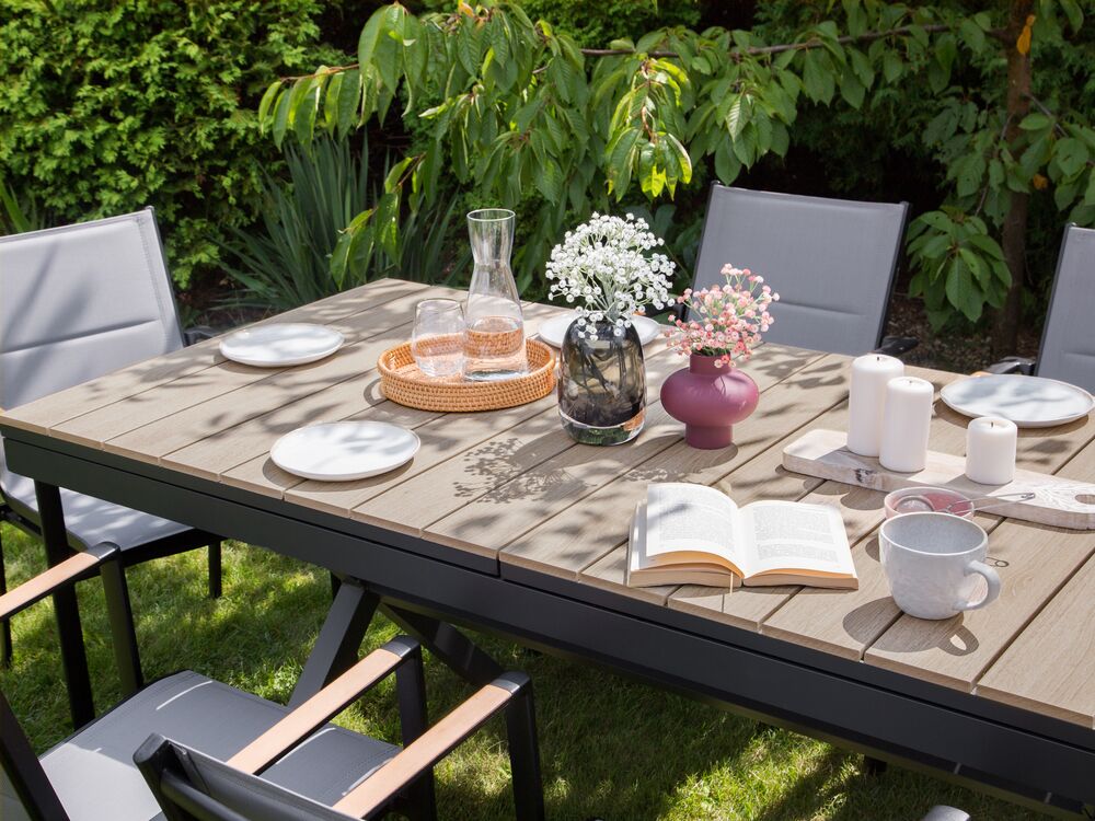 Grey aluminium garden table clearance