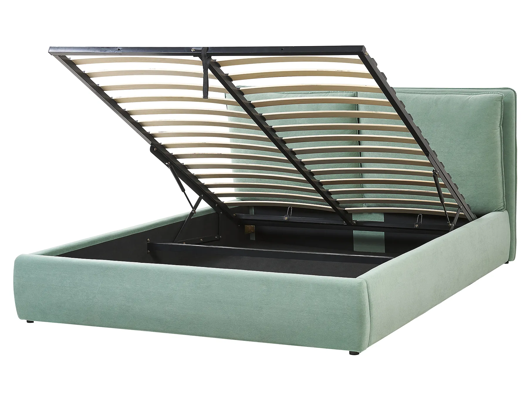 Ottoman Bed BAJONNA Velvet Mint Green 160 x 200 cm (EU King Size)_842840