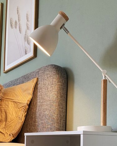 Table Lamp White and Light Wood PECKOS