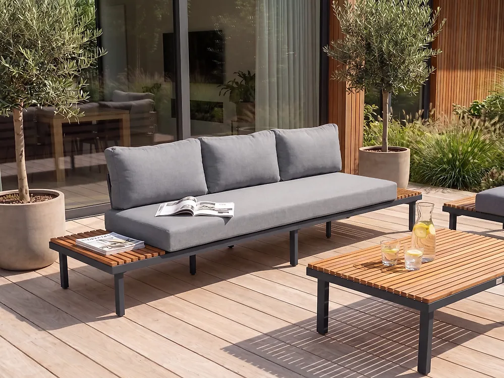 Garden Sofa 3 Seater FIVIZZANO Acacia Wood Dark Grey