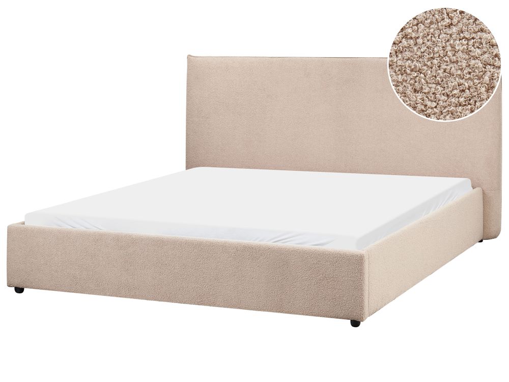 Lit avec sommier Bouclé LAVAUR 160 x 200 cm Taupe