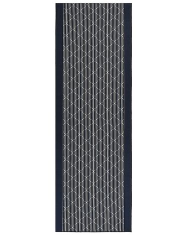 Teppich marineblau 80 x 240 cm geometrisches Muster Kurzflor CHARVAD