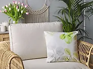 Set of 2 Decorative Cushions PEPEROMIA 45 x 45 cm Cotton White Plant Pattern_1178310
