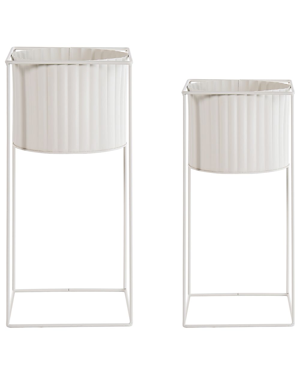Set of 2 Elevated Plant Pots PULSATILLA 20/22 cm Metal Pastel Pink