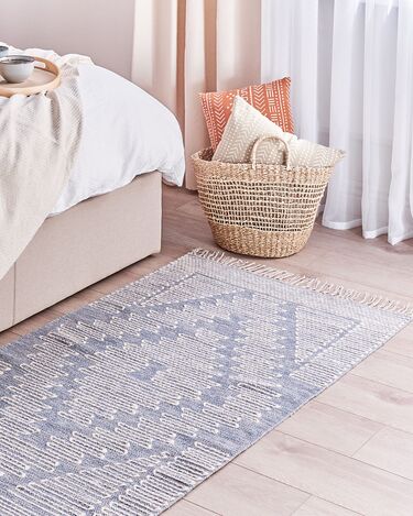 Cotton Area Rug 80 x 150 cm Blue and White ANSAR