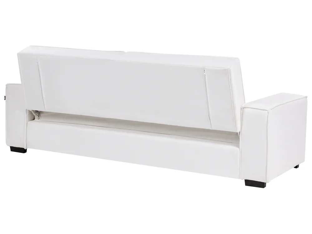 Sofa Bed 3 Seater AROLE Fabric White_1056537