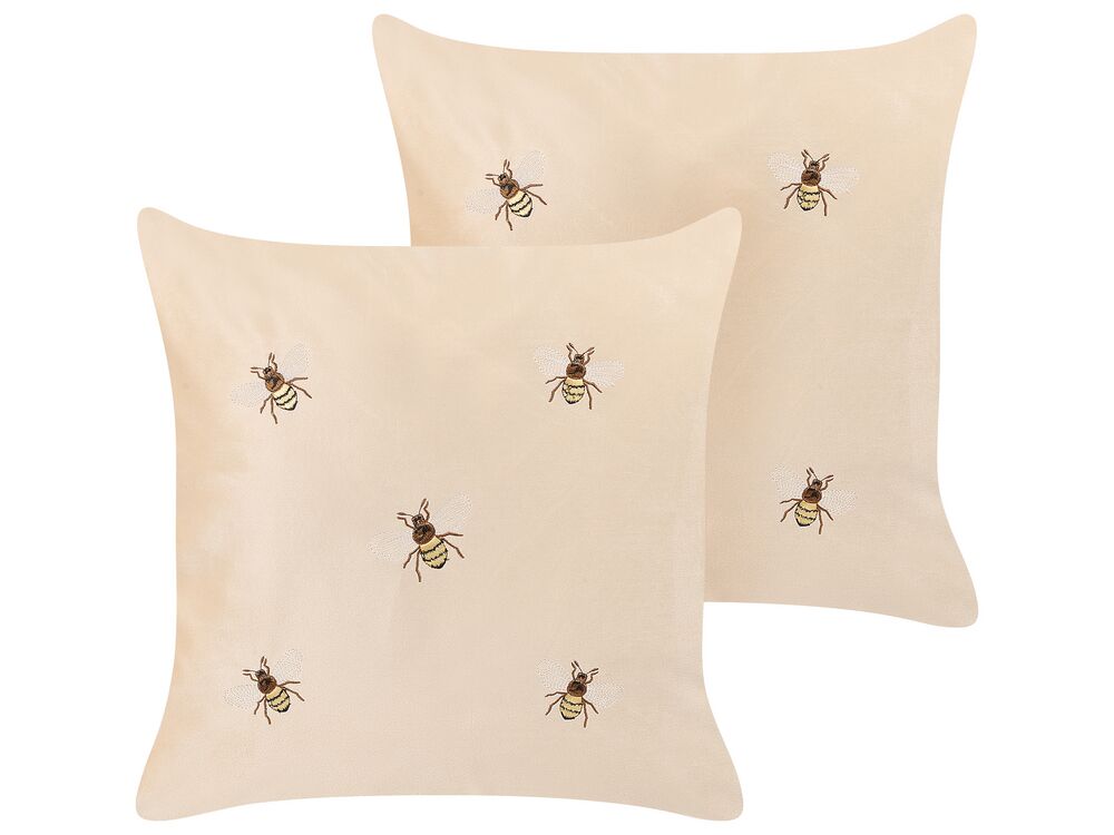 Set of 2 Decorative Cushions TALINUM 45 x 45 cm Velvet Beige Animal Pattern