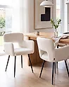 Set of 2 Dining Chairs SANILAC Boucle White