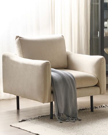 Velvet Armchair Light Beige VINTERBRO