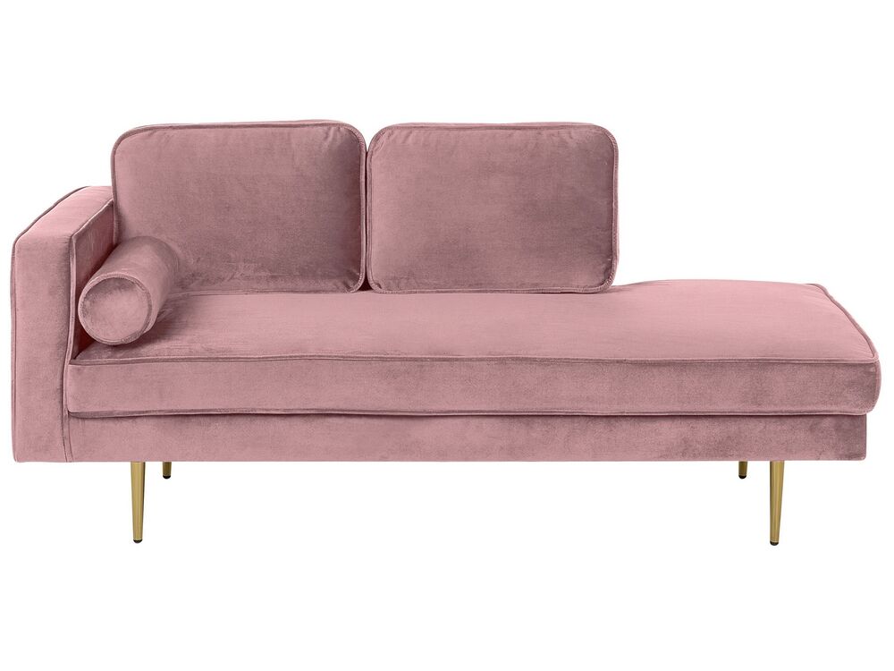 Chaise longue côté gauche MIRAMAS Velours Rose