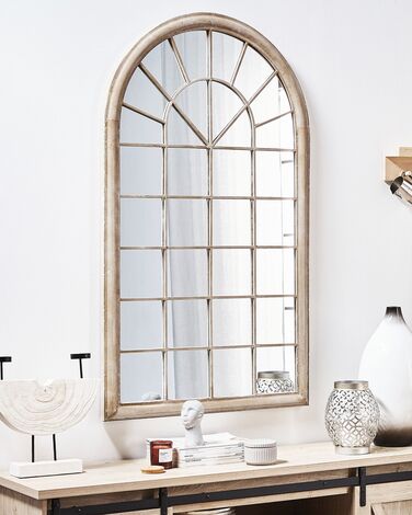 Metal Window Wall Mirror 77 x 130 cm Beige TREVOL