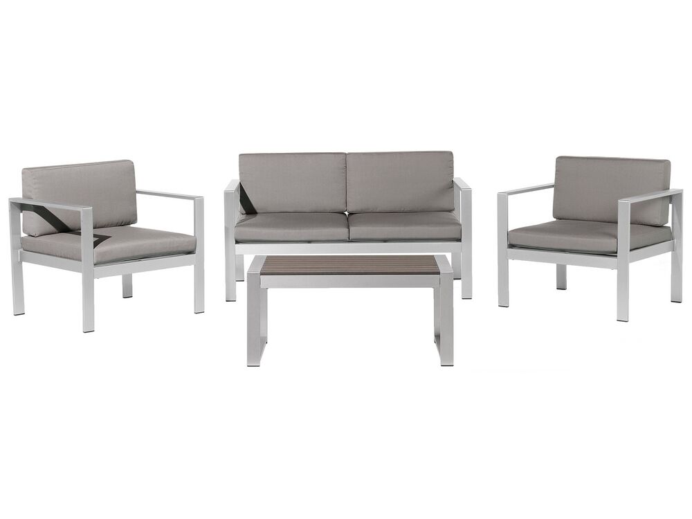 Garden Lounge Set with Table 4 Seater SALERNO Metal Dark Grey