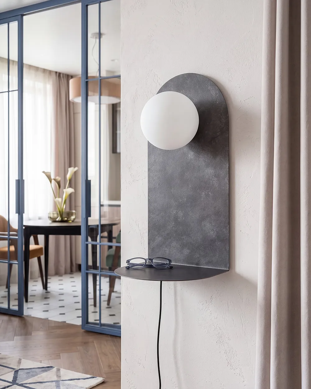 Lampa ścienna MAPI z półką Metal Grafitowy_1153834