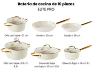 Batería de cocina de 10 piezas ELITE PRO Blanco crema_992893