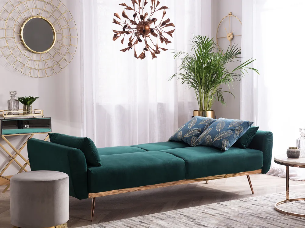 Sofa Bed 3 Seater EINA Velvet Emerald Green_729248