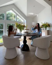 Masă de dining SILVON Maro închis 120 cm 120 cm Lemn de mango_1156229