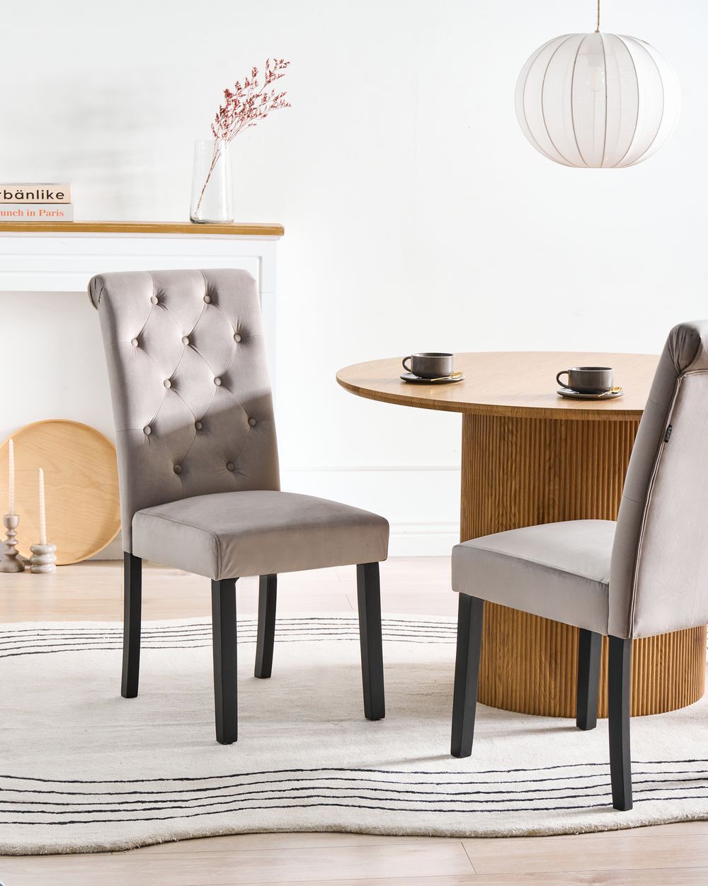 Set van 2 eetkamerstoelen VELVA Fluweel Grijs