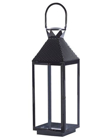 Lanterne-bougie en acier noir 54 cm BALI